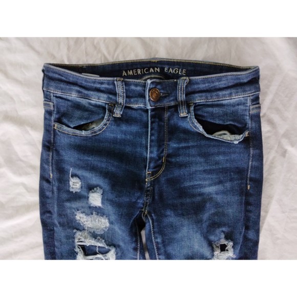 American Eagle AE Ne(x)t Level Patched Low-Rise Jegging Jeans Womens 2 Short - Picture 4 of 11